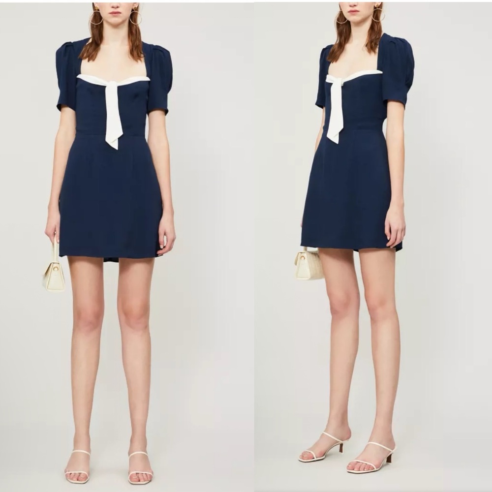 REFORMATION Grant bow-detail crepe dress